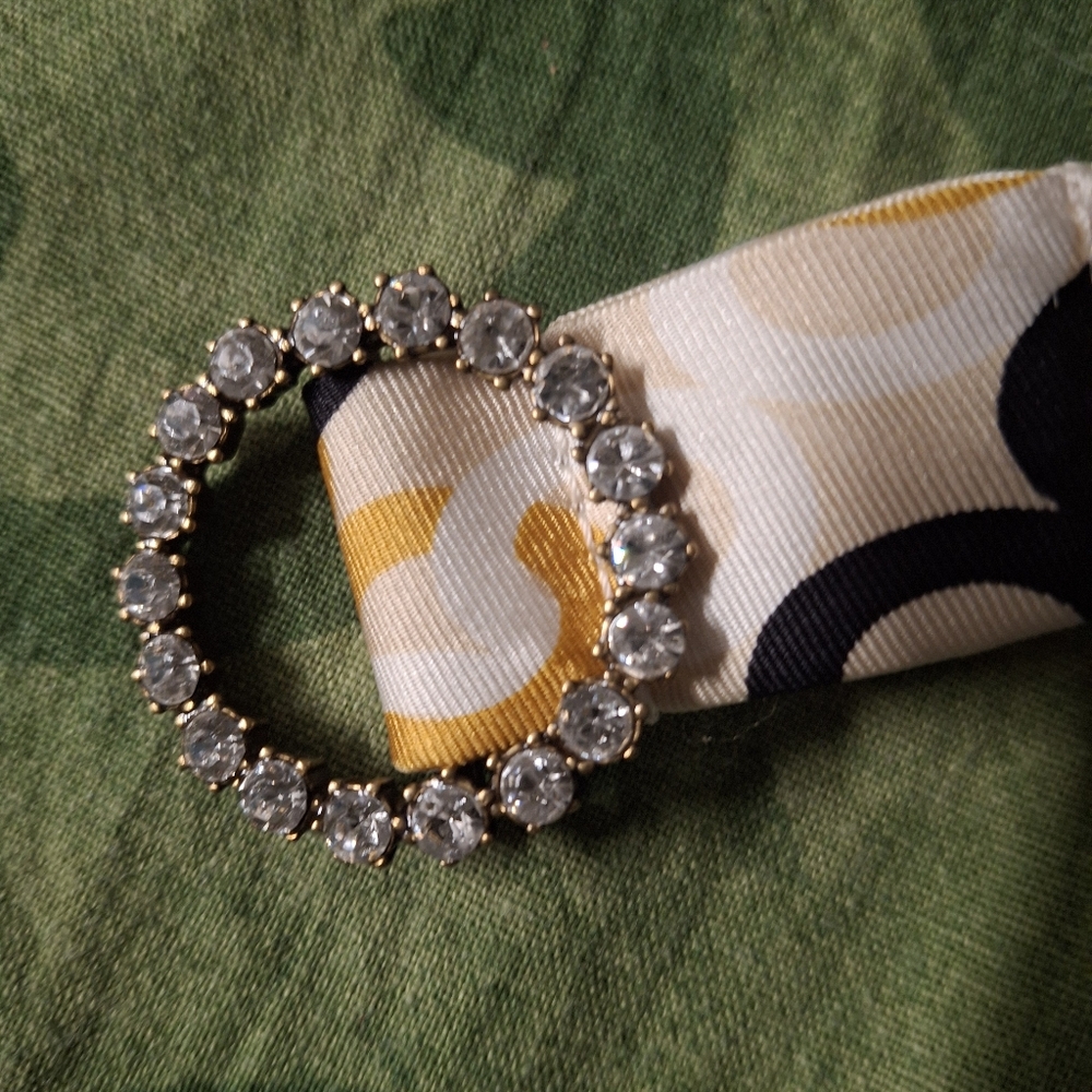 J. Crew Black, Gold, Cream Chain Pattern Belt. 100% Silk